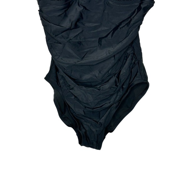 NWT J Crew Factory Womens One Piece Swimsuit Large V Neck Ruched Padded Black - Picture 6 of 11